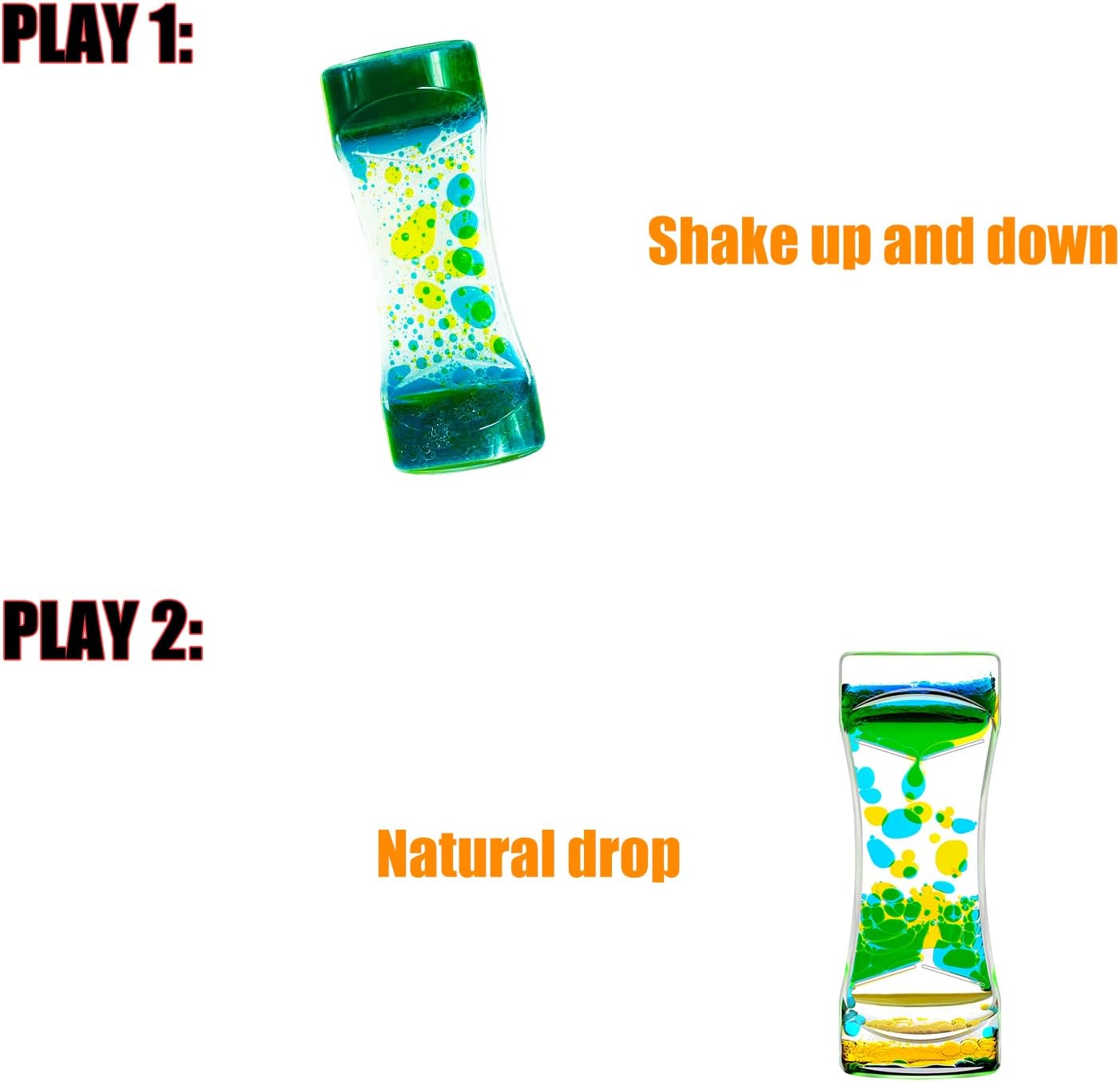 Liquid Motion Bubbler Timer Set of 1 for Home Office Desk Toys, Oil Water Timers for Kids Adults, Sensory Toys, Fidget Toy, Autism Toys, Calm Relaxing Activity, Blue Yellow