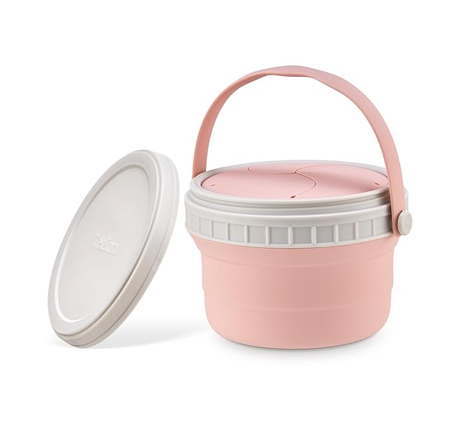 No Spill Silicone Toddler Snack Containers, Detachable Silicone Flap for Filling&Cleaning, Crumb-Free Hard Plastic Screw Travel Lid, Ultra-Soft for Baby Kids Hand In-Out, Snack Cup Holder 12 oz