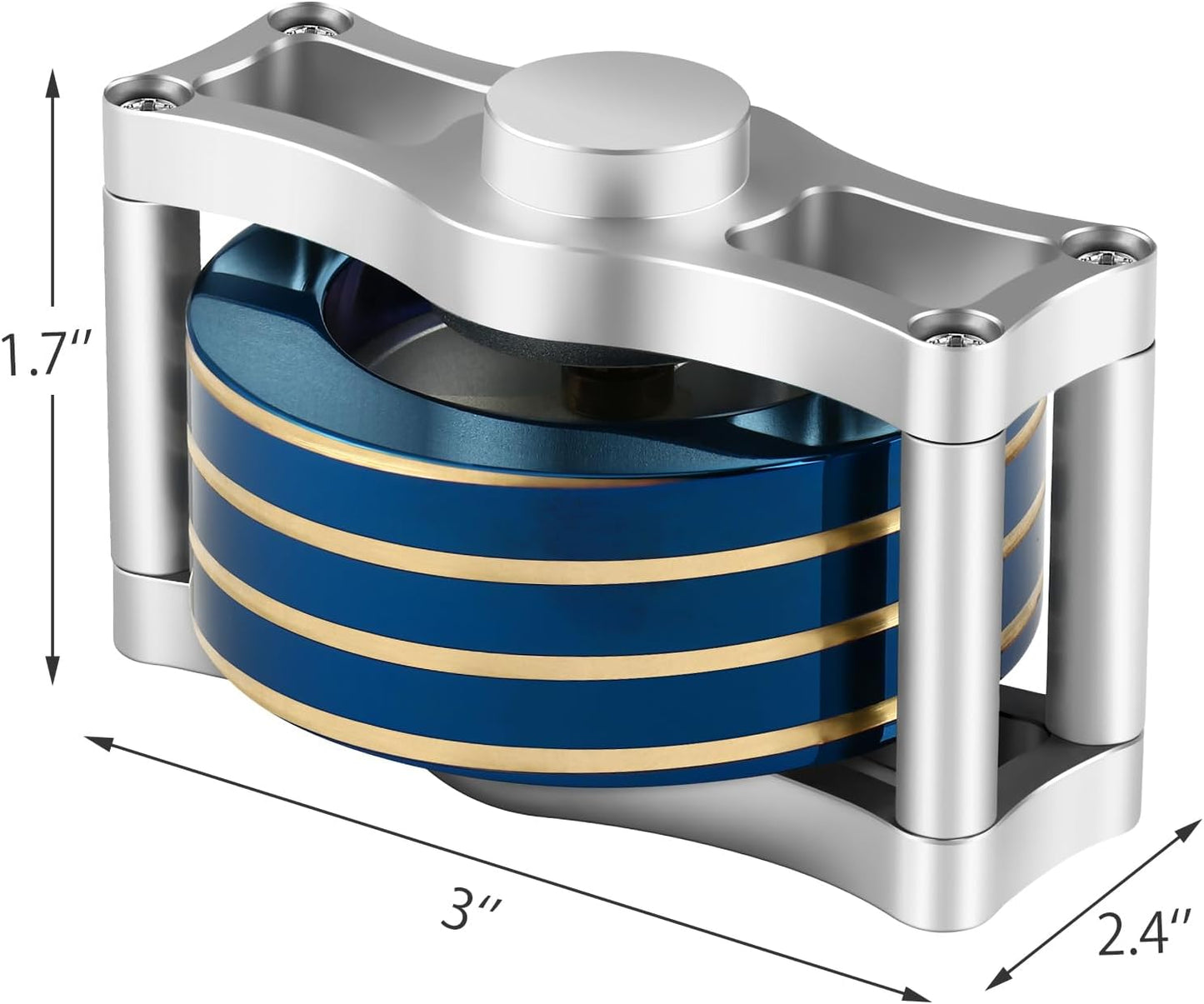 Metal Spinning Top Fidget Toys Perpetual Motion Machine, Silent Spinners Gyro Desk Toys Tech Gadgets for Adults with Anxiety, Kinetic Toy Long Lasting Exceed 30 Mins, Illusion Shiny Blue