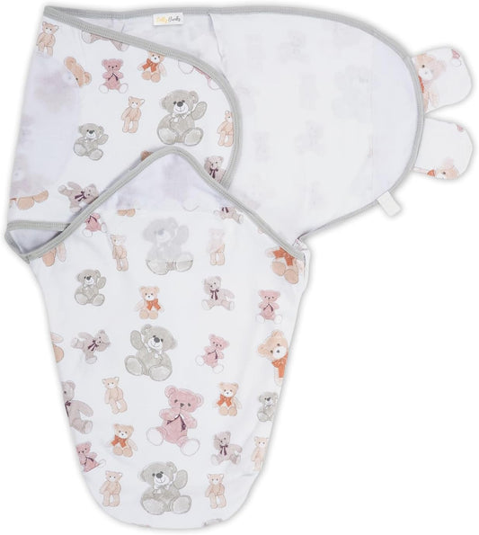 LollyBanks Baby Swaddles, 100% Organic Cotton Sleep Swaddle Sacks 3-6 Months, Newborn Swaddles with Easy Change Zipper, Swaddle Blanket Wrap, Baby Registry Must Haves (Teddy Bear Print)