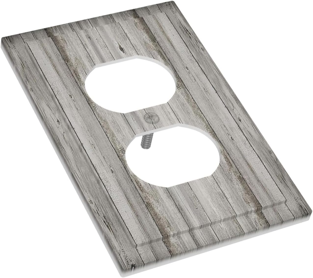 Outlet Covers Farmhouse Rustic Grey Barn Door Wood 1 Gang Duplex Wall Plate Decorative Switch Plates Electrical Receptacle Faceplate Light Switch Cover for Bedroom Cabin Decor