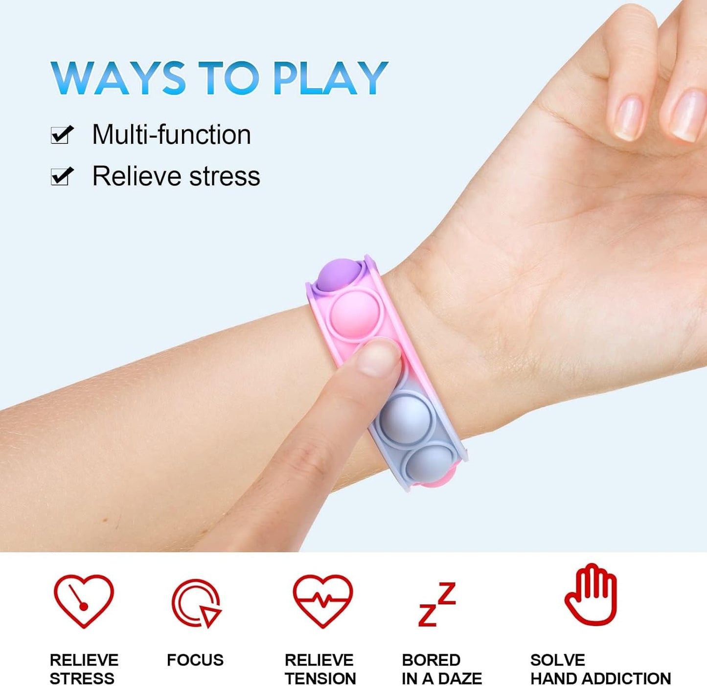 30 PCS Pop Bracelet it Fidget Toys Pack, Fidget Bracelet Birthday Party Gifts, Decompression Wristband with Autistic & ADHD,Fidget Wristband as Return Gifts for Kids, Fidgets Novelty Girls Toys