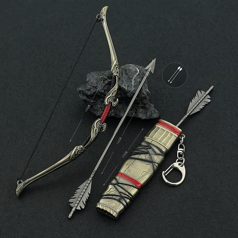 Superbuybox God of War Ragnarök Atreus Talon Bow and Arrow in Quiver Action Figures Game Toys Collection Keychain Gift Desk Decoration Backpack Pendant Gift