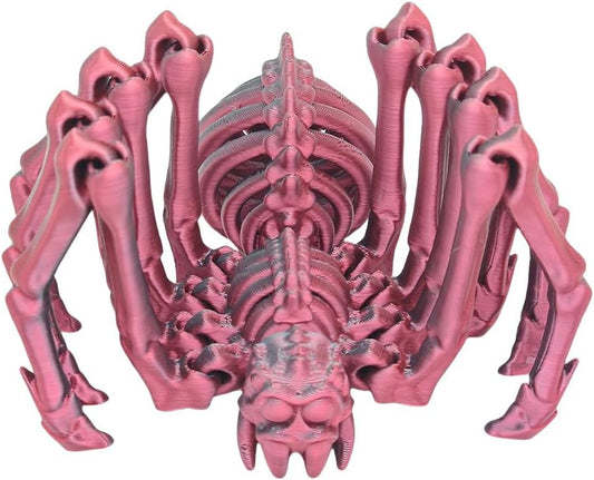 Large Skeleton Spider-Shy Spider,Halloween Decorations Skeleton Spider,Skeleton Spider Skull Bone Animal Skeleton Decorate Animal Halloween Skeleton Props (Laser Black Red)