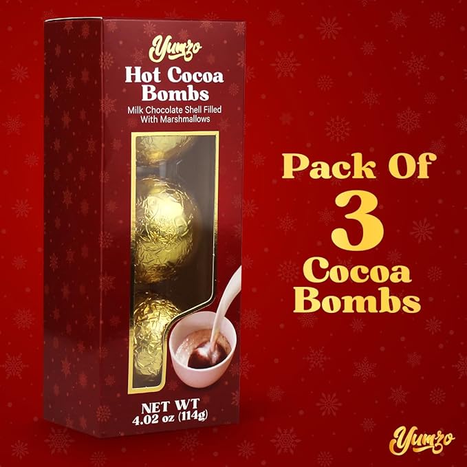 Chocolate Bombs - 3 Pack - Chocolate Bomb Filled with Mini Marshmallows and Cocoa Powder - Makes Large Hot Cocoa Bombs - Fun Party Favor.
