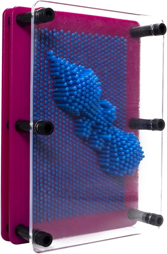 Plastic Pin Art Board Game 3D Large Size Sculpture for Children Adults 5 x 7 inches, Colorful Desk Toy Gift (Blue pin)