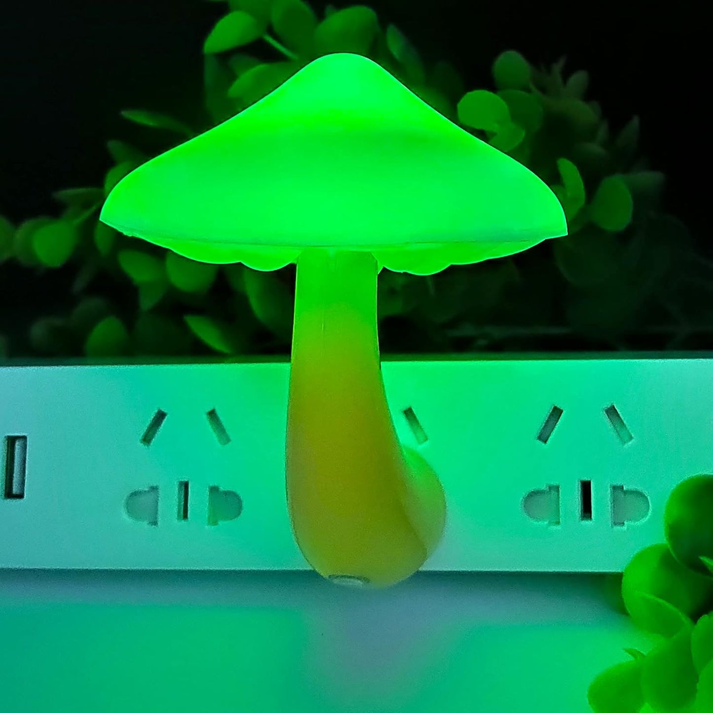 2 Pieces LED Mushroom Night Lamp Plug in Lamp Mushroom Night Light Mini Magic Mushroom Night Lights for Adults Kids Green