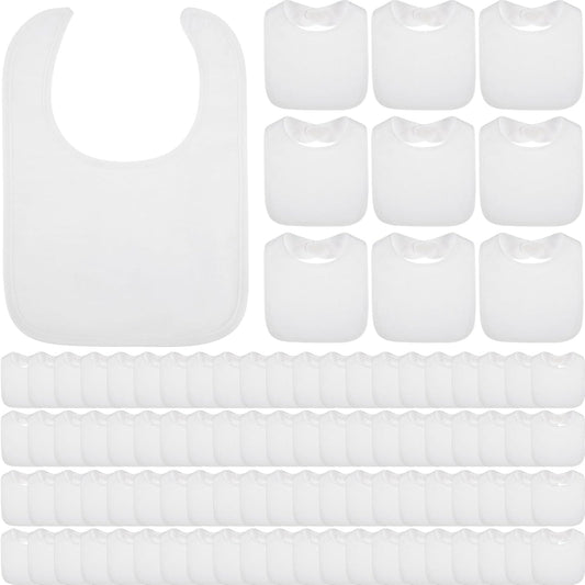 Toulite 30 Pcs White Bibs for Baby Washable Reusable Waterproof Cotton Feeder Bibs with Double Sided Design