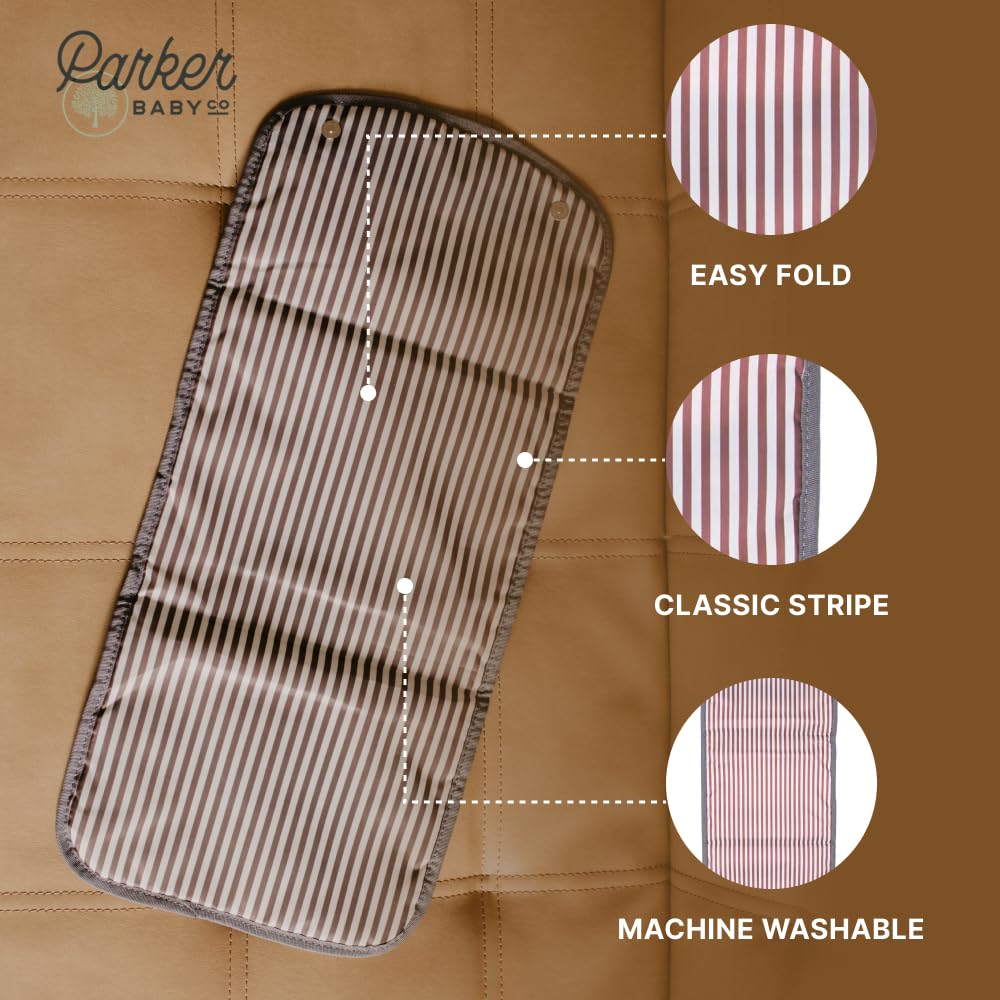 Parker Baby Portable Changing Pad for Diapers | Large & Travel-Friendly Baby Diapers Changing Pad | Leak Free & Washable | Foldable Diaper Mat for Nursery | Padded for Extra Comfort | For All Surfaces