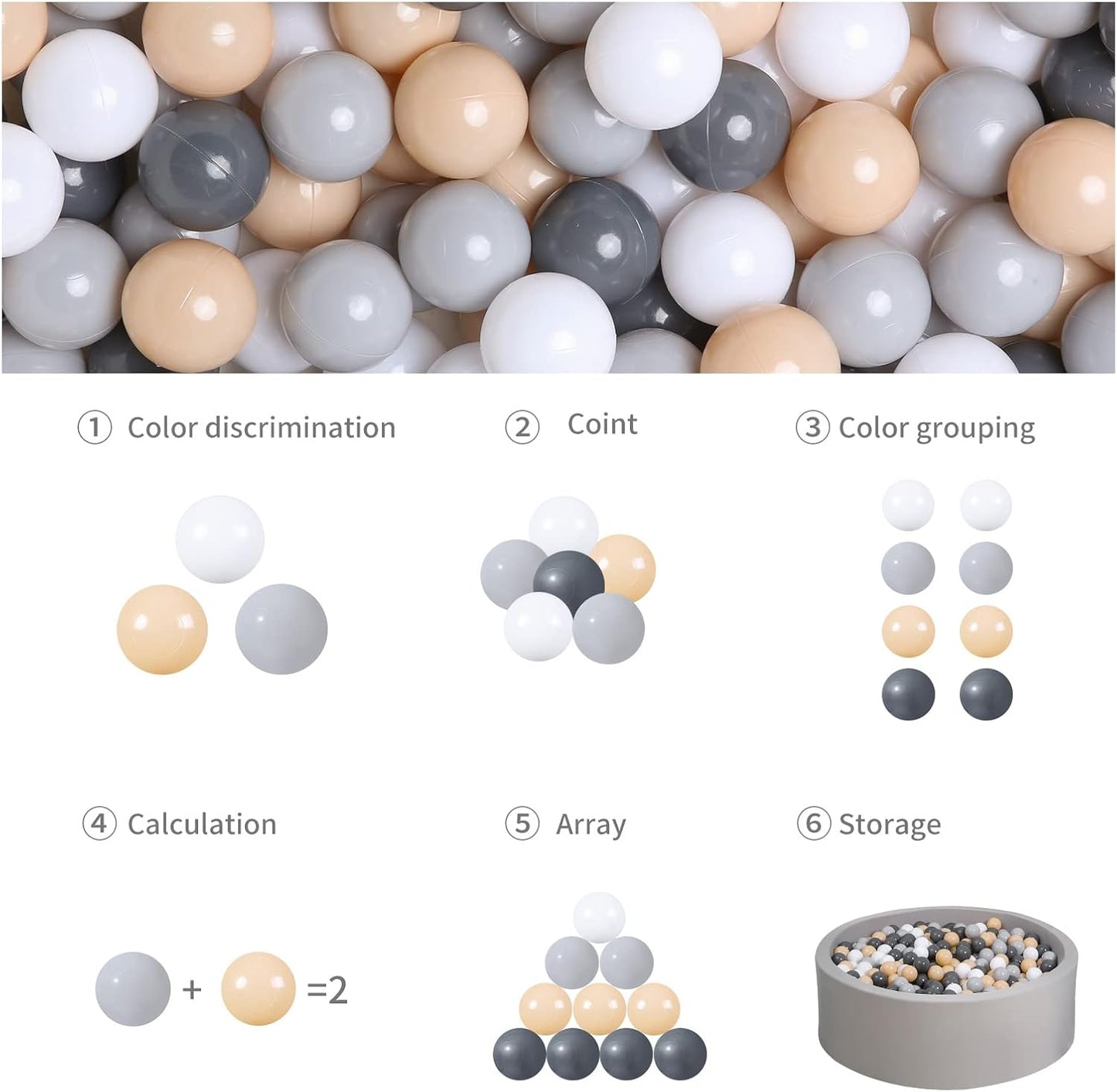 GOGOSO Ball Pits Balls for Toddlers Pack of 50 100 200 Plastics Shape Ball Non-Phthalate Non-BPA Non-Toxic 2.2-Inch Crush Proof Play Balls