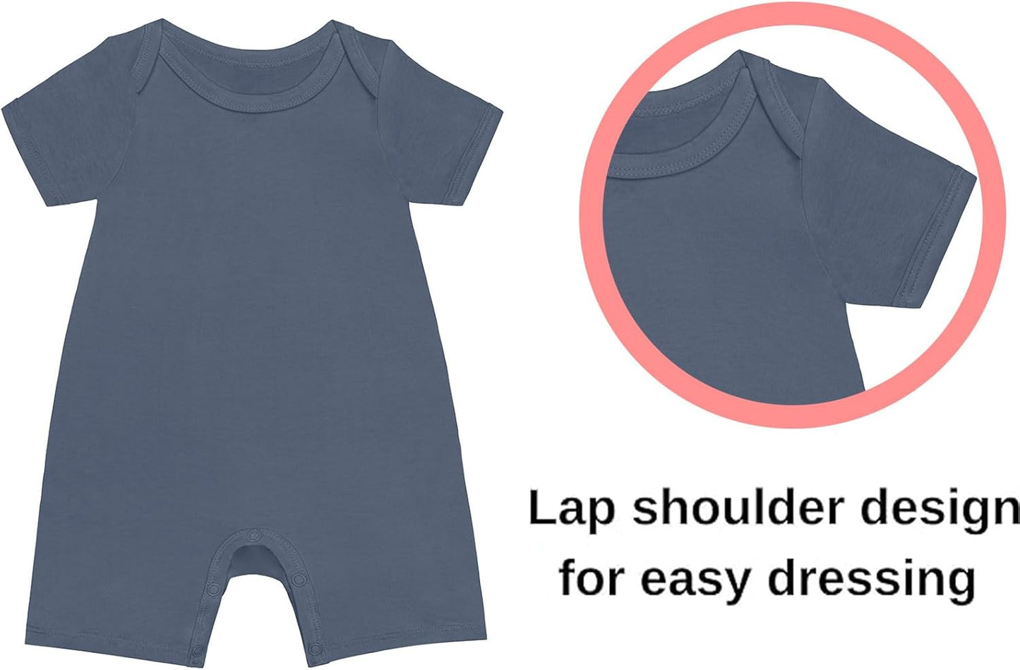 GUISBY Rayon Baby Pajamas, Short Sleeve Footless Rompers, Snap Closure Sleeper for Boy Girls