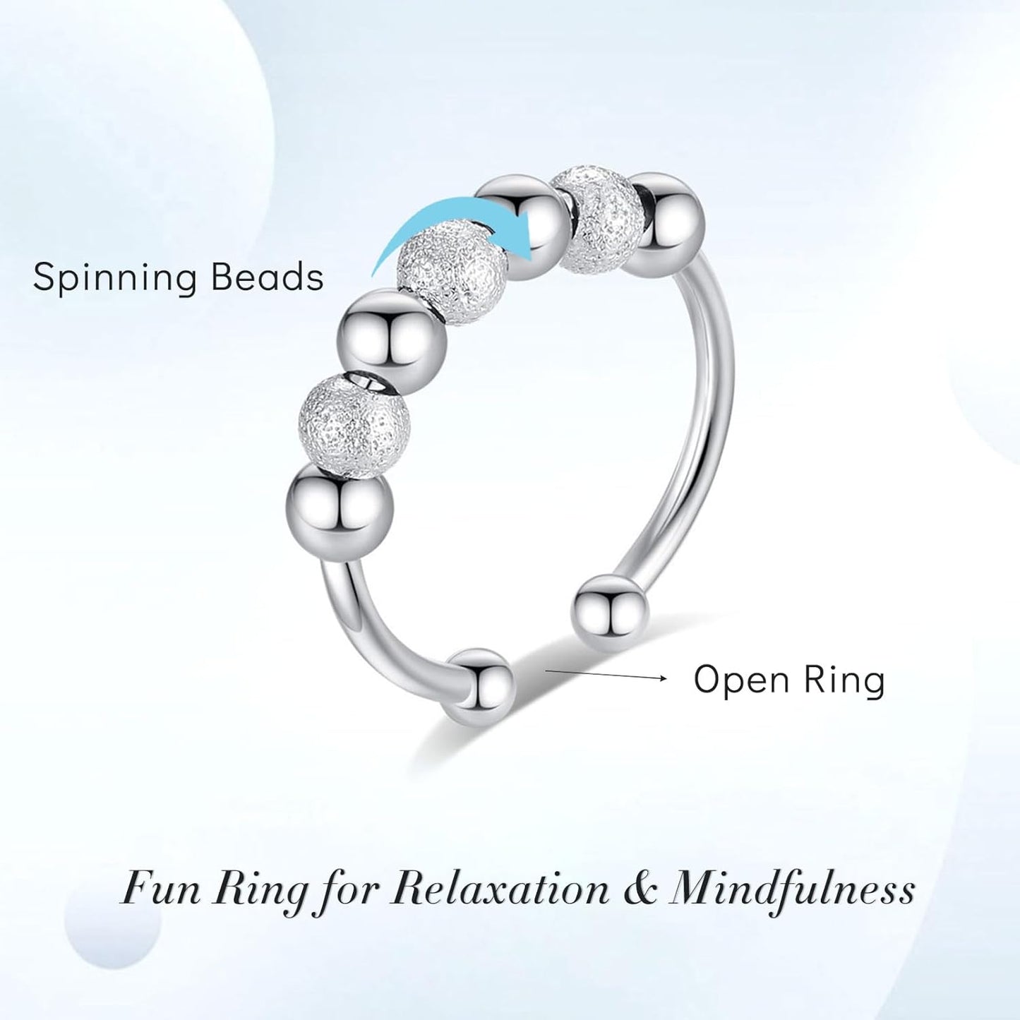 INFUSEU Funny Spinner Fidget Rings for Women Girls Anti Anxiety Stress Worry, Adjustable Size