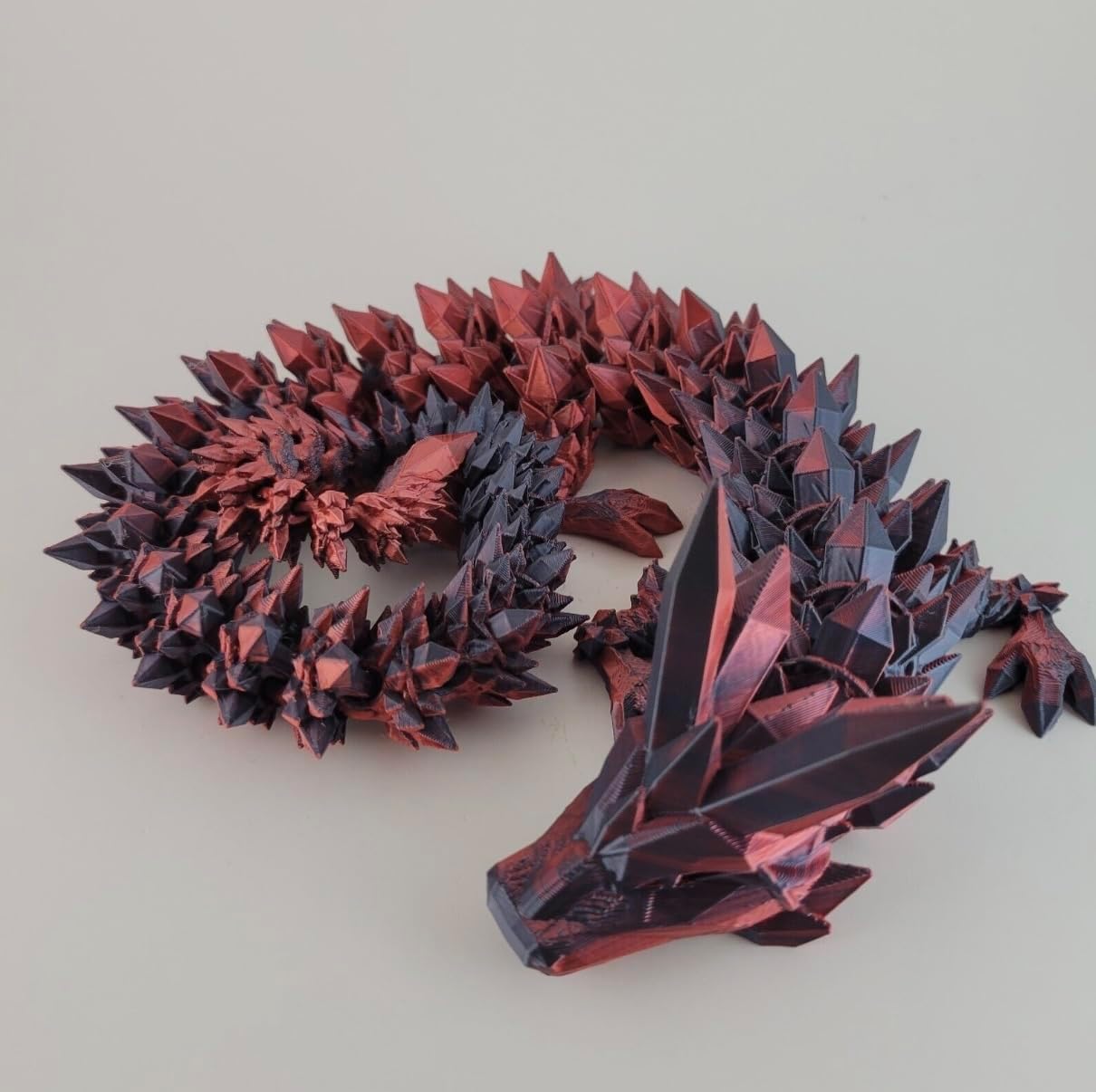Crystal Dragon - Articulated Flexi Dragon - 3D Printed Gift (Baby, Red/Black)