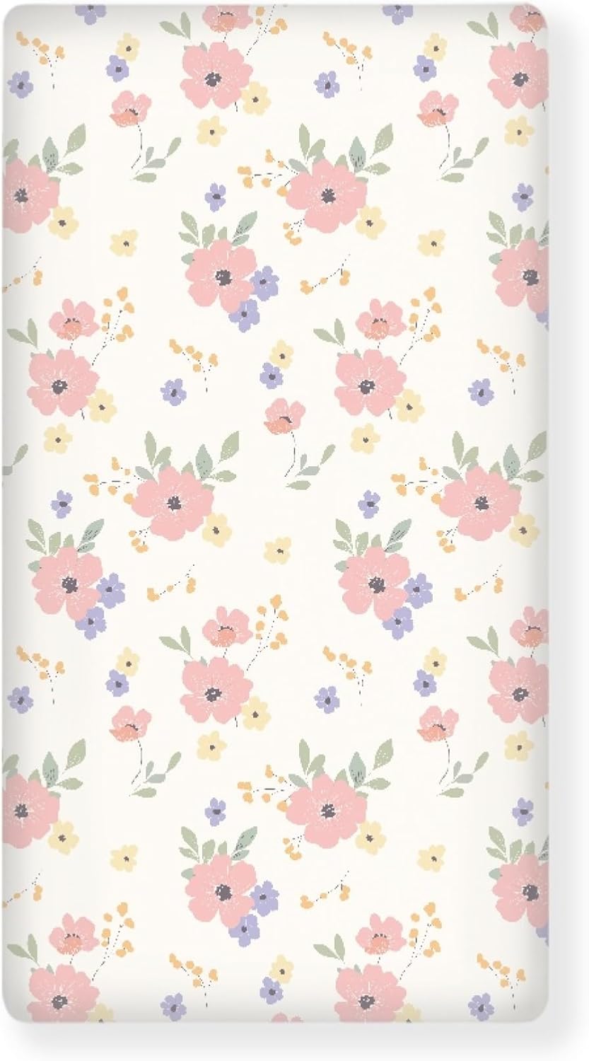 Dreamy Floral Print Fitted Crib Sheet Flower Baby Crib Sheet Fit Standard Crib and Toddler Mattress,Crib Mattress Sheets for Boys Girls 28"x52"