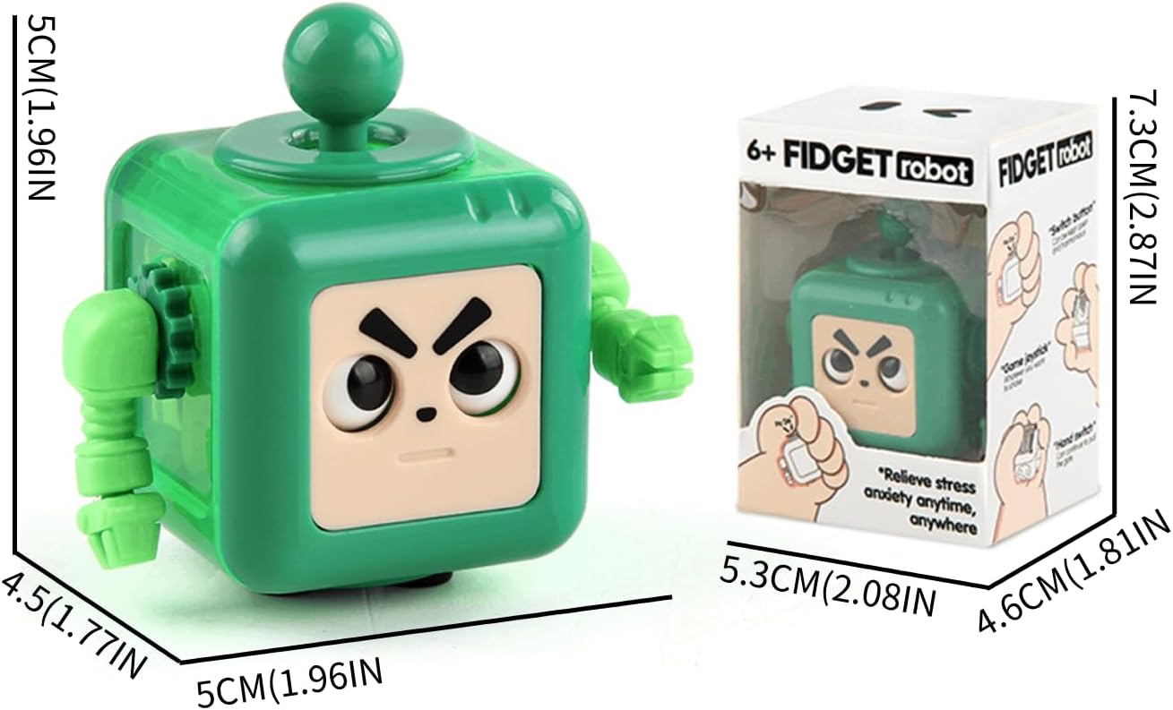 Fidget Robot Cube Fidget Toy, Magic Cube Stress and Anxiety Relief Toys, Fidgets Robot Cube Fidget Toy Cube Relaxing Hand-Held for Adults, Killing Time Cool Fidget Block for ADD/ADHD/OCD (Green)