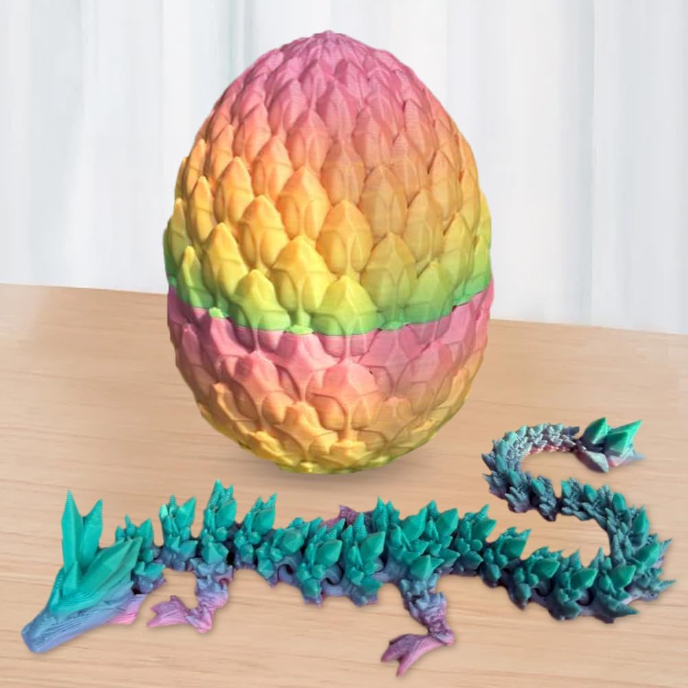 3D Printed Dragon Egg, Mystery Crystal Dragon Egg Fidget Toys Surprise, Easter Eggs Articulated Crystal Dragon Eggs With Dragon Inside (Colorful)