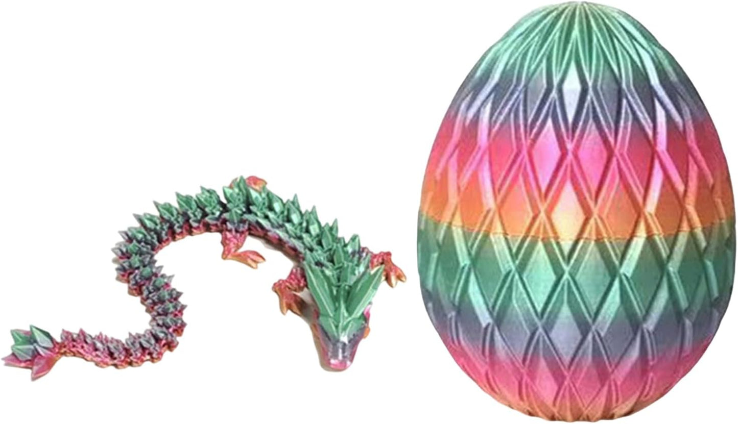 3D Printed Dragon Egg,Dragon Eggs with Dragon Inside,Crystal Dragon Fidget Toys,Full Articulated Dragon Dragon in Egg,Adults Fidget Toys for Autism ADHD (Random Candy Colors)