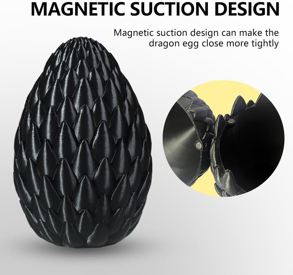 Dragon Eggs with Dragon Inside, 16.5 Inch Large 3D Printed Dragon Egg Articulated Dragon Crystal Dragon Executive Desk Toys Fidget Toy for Autism/ADHD (Purple, only dragon)