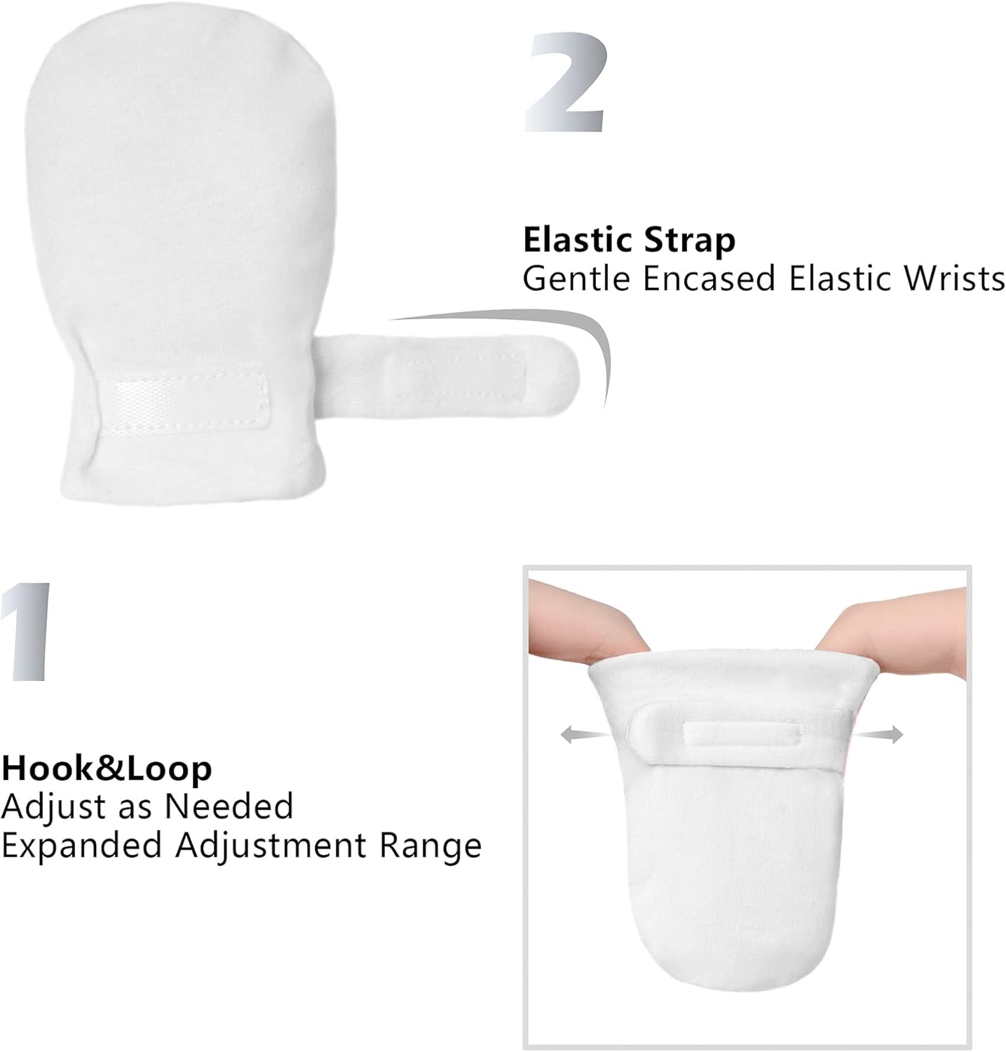 Newborn Baby No Scratch Mittens Stay On, 100% Cotton Breathable, Adjustable Infant Gloves for Baby Boys Girls Mittens