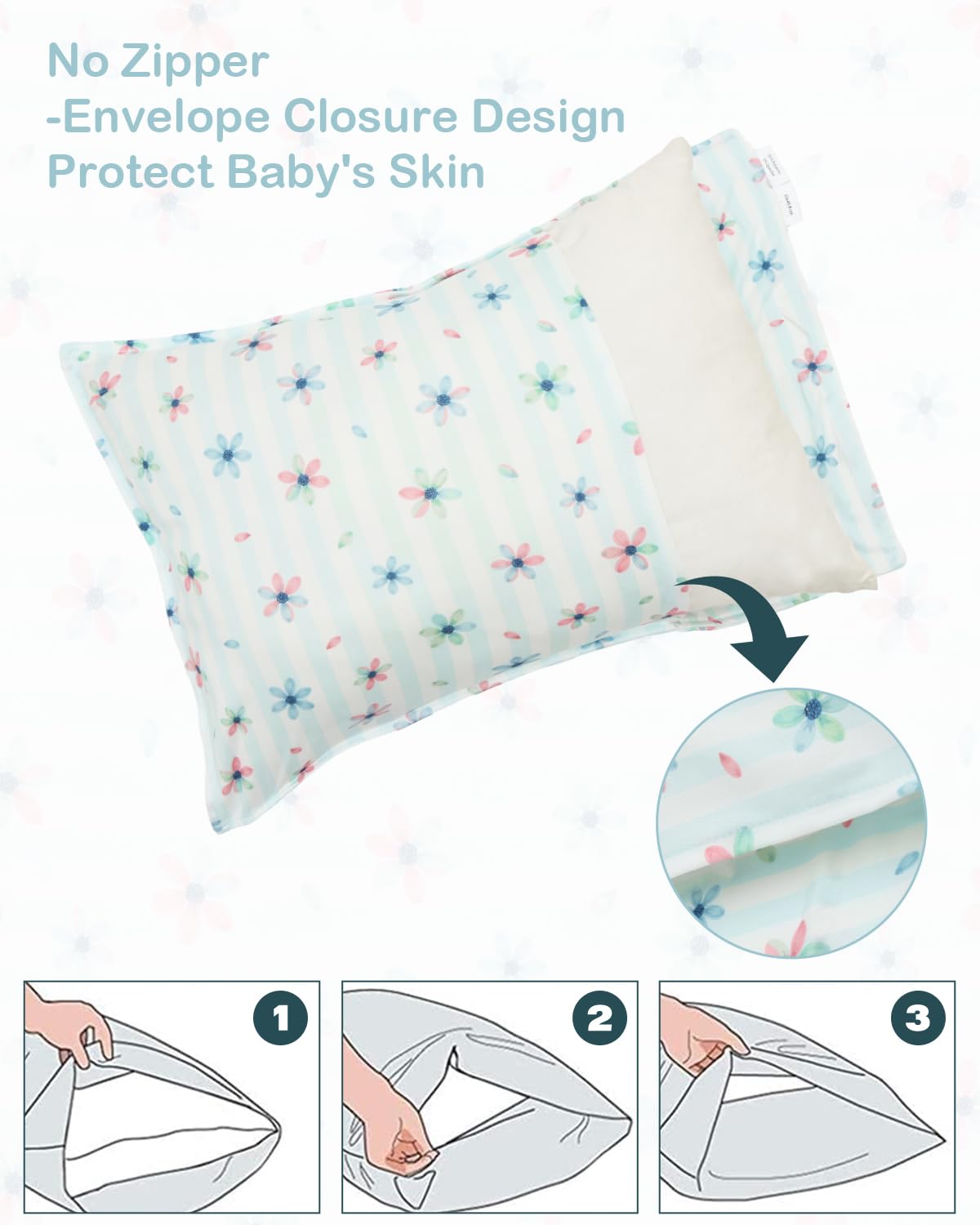 ALVABABY Toddler Pillowcases Stretchy Soft Kids Pillow Cover 2 Pack Fit 13"x 18" or 12"x16" Envelope for Girl Boy Sleepy Travel 2TPE28A