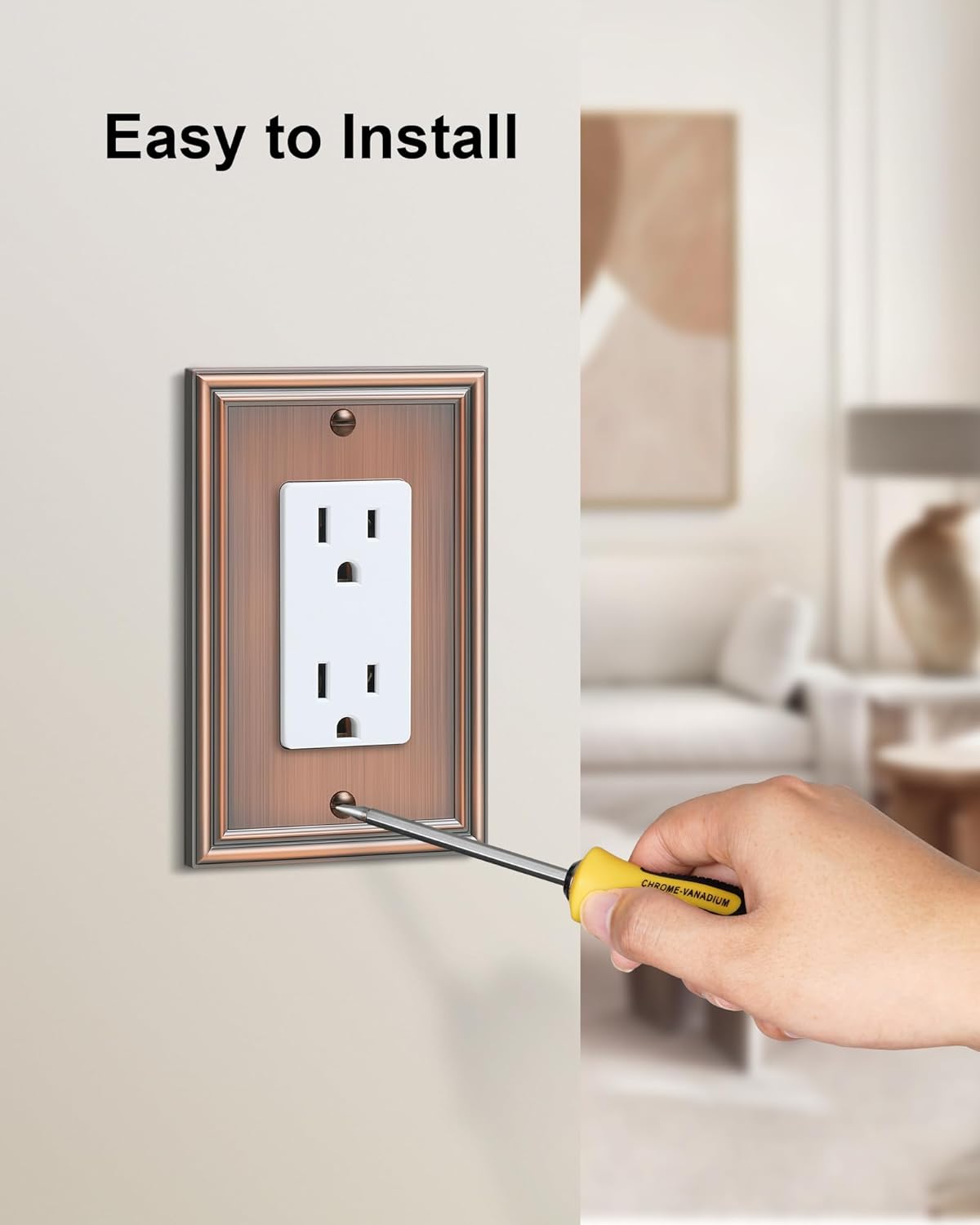 6-Pack Decorator Outlet Cover Plate, Antique Copper Decorative Switch Plates and Outlet Covers, Durable Zinc Alloy Wall Plates for Electrical Outlets, Receptacle, GFCI Outlet, Dimmer Switch