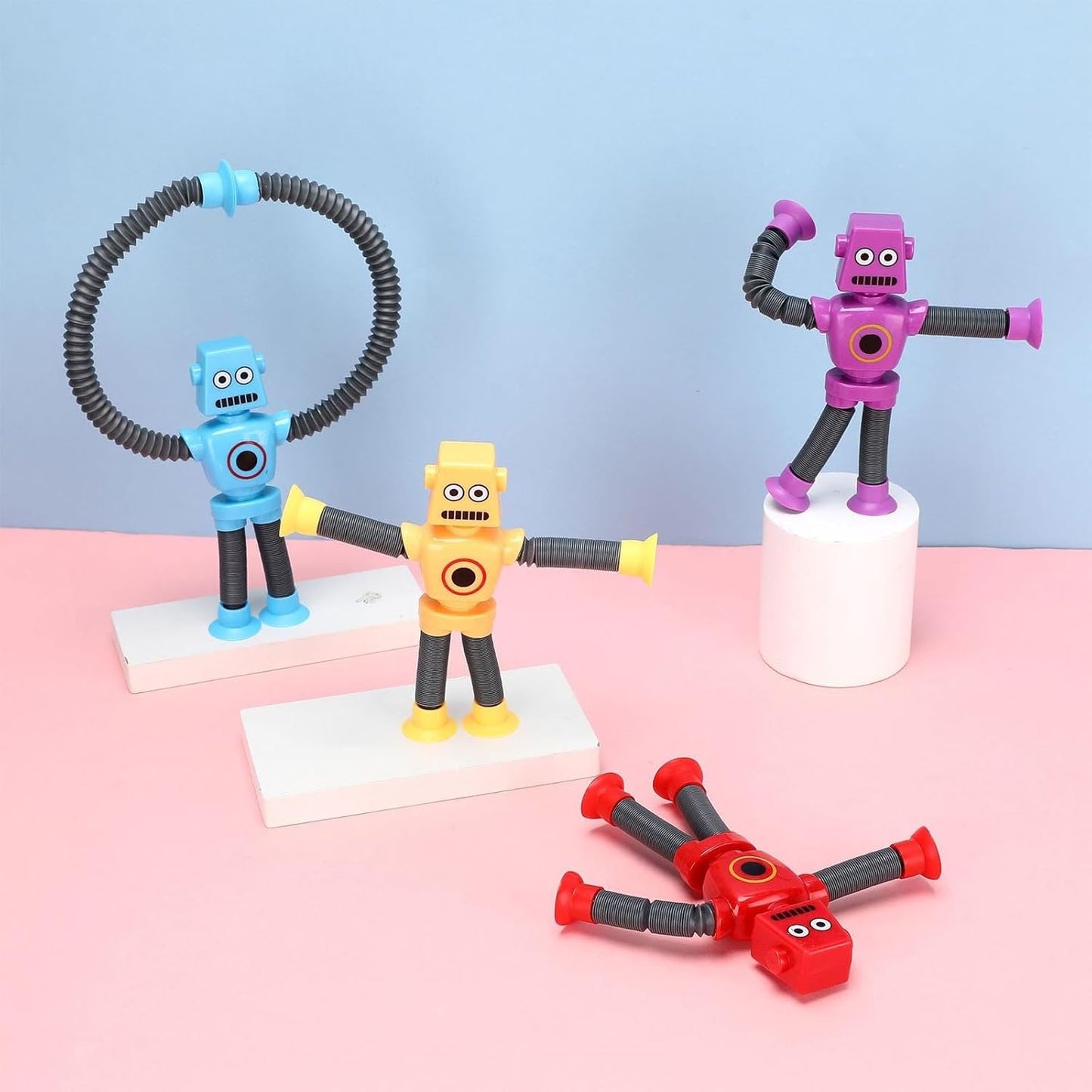 Random Telescopic Suction Cup Robot Toy, Pop Tubes Fidget Toys, Telescopic Sensory Toys for Anti Anxiety Girls Boys Toddlers Treasure Box Classroom Prizes Gifts Party Favor 3-8 8-12 (Multicolor 40PCS)