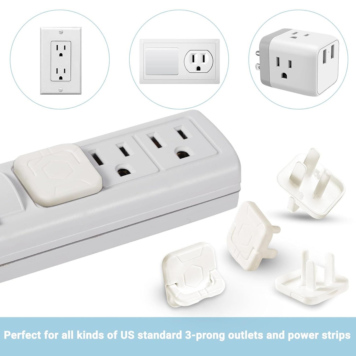 Outlet Covers Baby Proofing, 40 Pack Child Proof Plug Socket Covers Electric Plug Protectors Safety Caps to Prevent Power Shock, for US 3-Prong, Classic