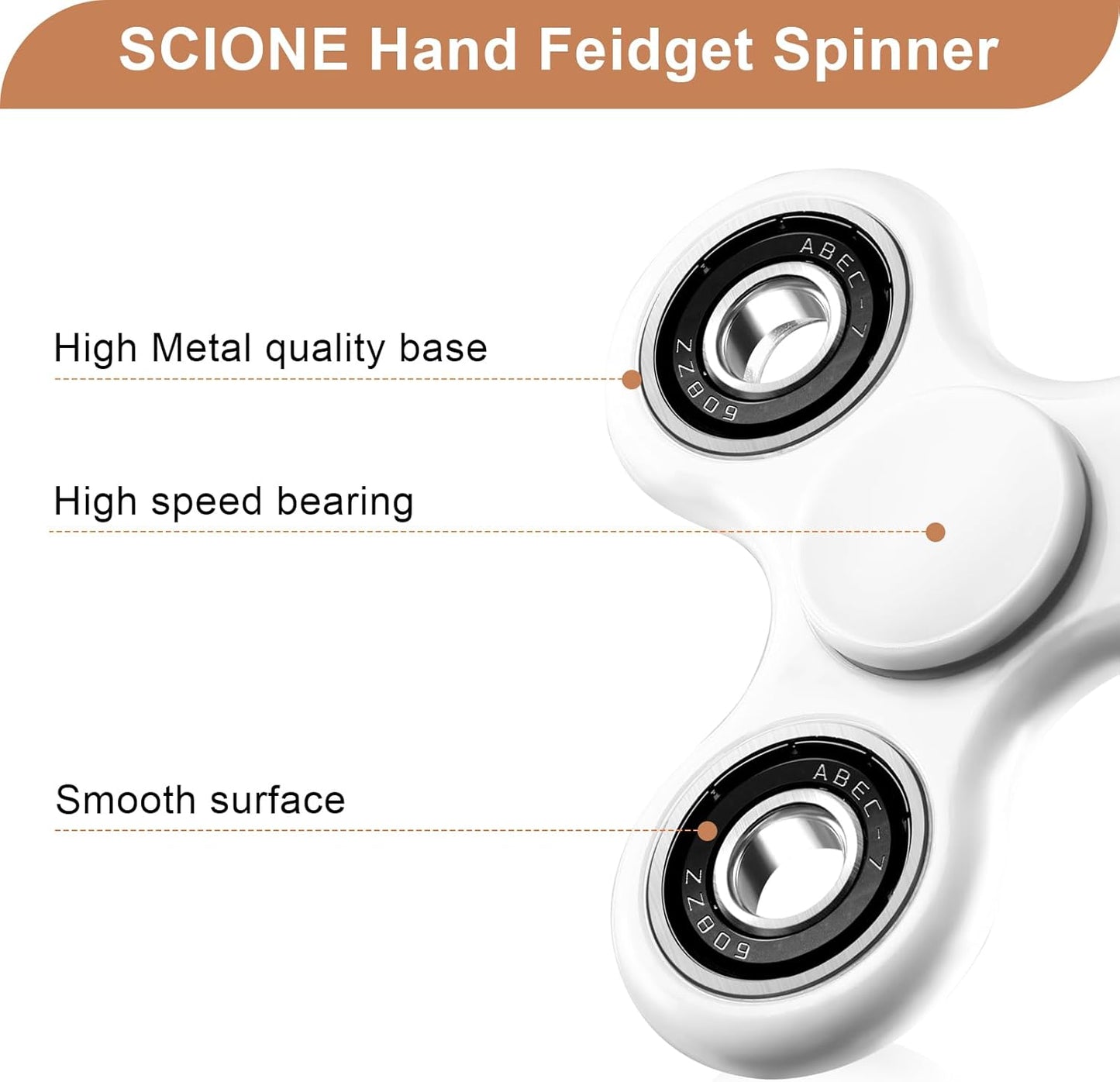 SCIONE Fidget Spinner Toy 1 Pack, Stress Anxiety Relief Sensory Fidget Toys for Kids Adults, Cool Fidget Spinners for ADHD Autism Birthday Gifts Stocking Stuffers Classroom Prizes for Boys Girls