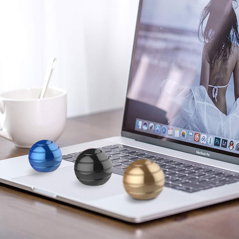 Metal Kinetic Desk Toy, Optical Illusion Fidget Spinning Top Ball, Unique Executive Stress Relief Gift for Adults & Kids