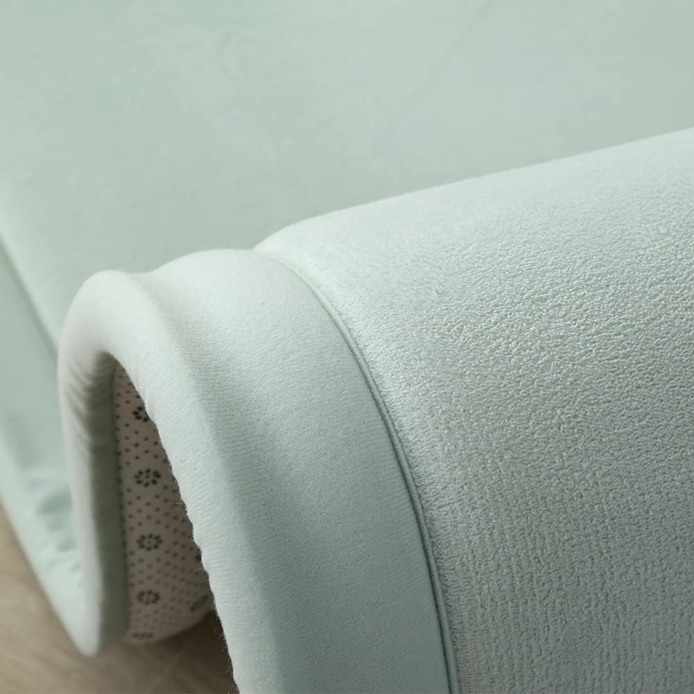 Loartee Nursery Rug Coral Velvet Crawling Rugs Mat Area Rugs Play Crawling Mat(6'7"x9'10", Light Green) for Toddler Children Play Mat Yoga Mat Exercise Pads Carpet