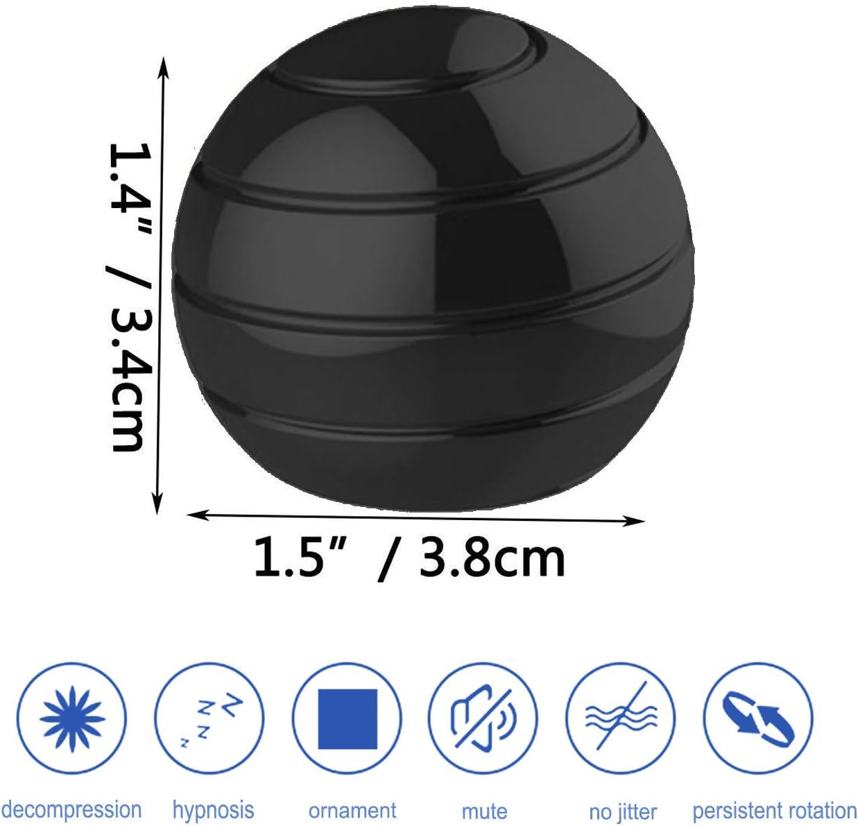 Kinetic Desk Toy,Optical Illusion Metal Fidget Spinning Ball,Office Executive Stress Relief Spinner Toys for Adults & Kids