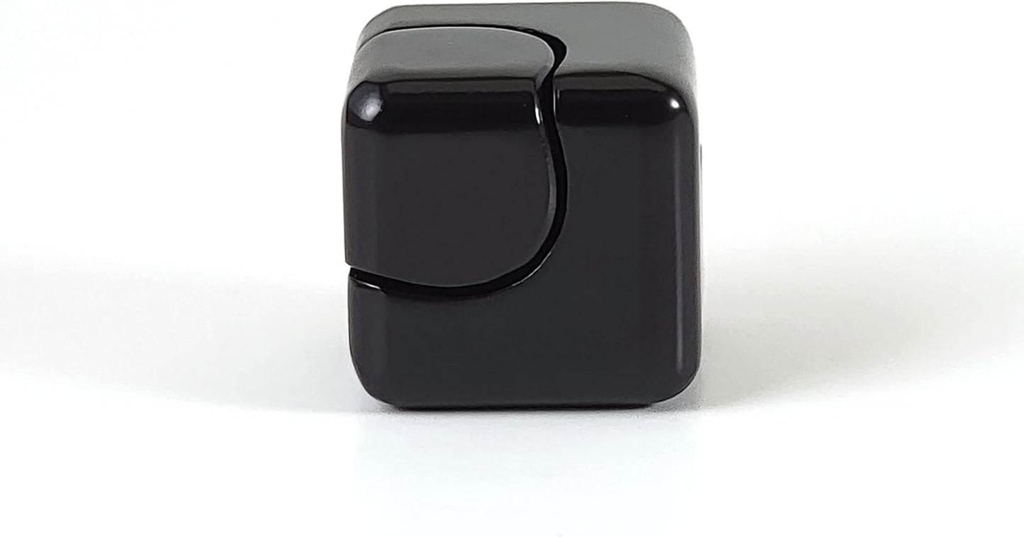 Cube Spinner Fidget Spinning Toy– Helps with Anxiety, ADHD, Autism, Stress & Focus– Desktop EDC Fidgets Spinner Aluminum Alloy Build for Kids & Adults. Black.