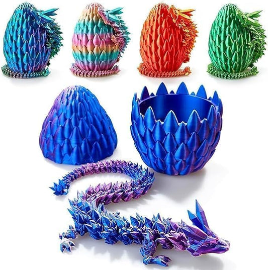 Easter Eggs 3D Printed Dragon Egg Dragon Eggs with Dragon Inside Fidget Toys Pendant Desk Decorative Easter Egg Fillers Easter Gifts for Boys Kids Home Office Decor (Laser Purple)