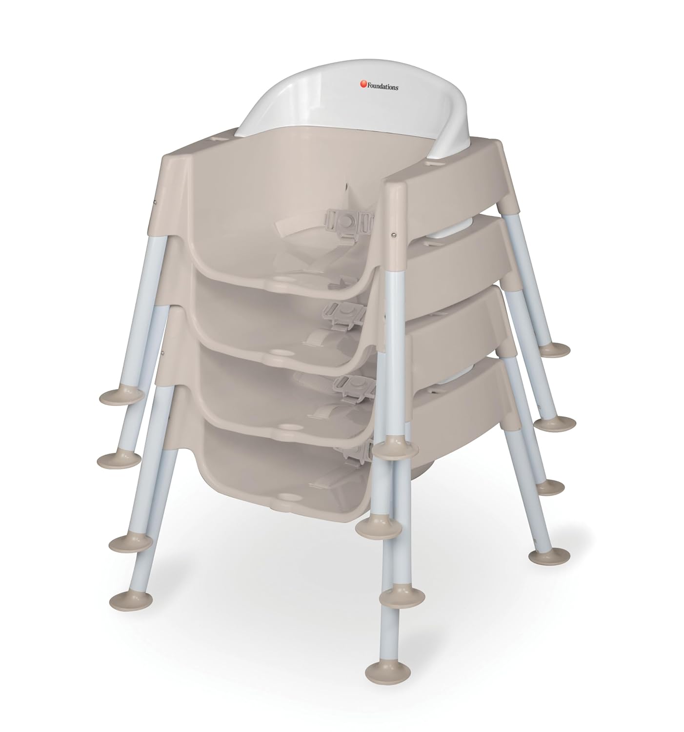 Foundations Secure Sitter Feeding Chairs Multipack, No-Tip Feet, 3-Point Adjustable Harness, Removable Tray, Easy to Clean, Stackable Feeding Chairs, 3 Pack (9 inch)