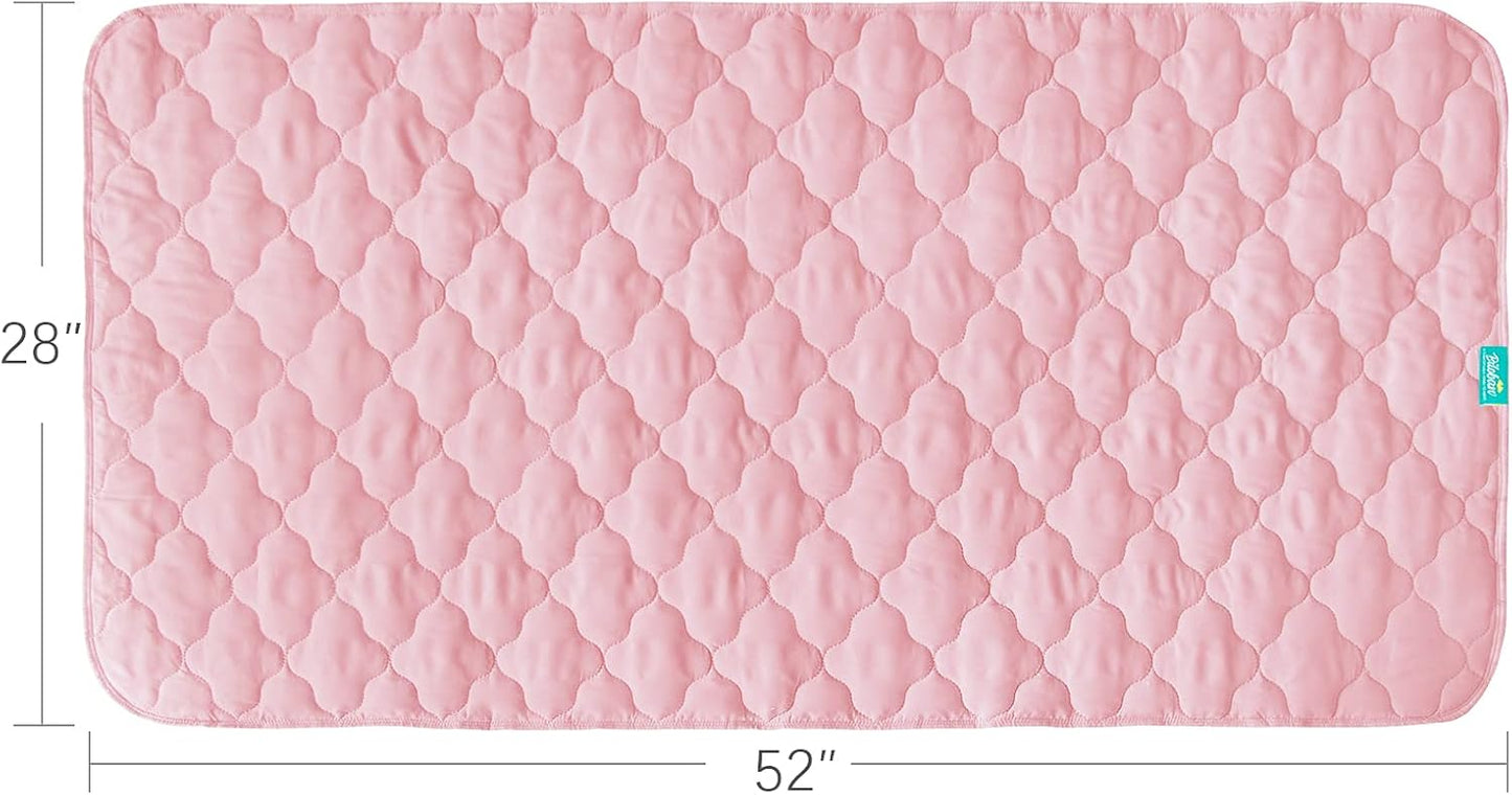 Waterproof Crib Mattress Protector Pad Cover 28" x 52", Anti Slip & Absorbent Waterproof Bed Pads for Standard Crib/Toddler Bed Quilted Machine Washable (Quilted Improved Thickness) Pink