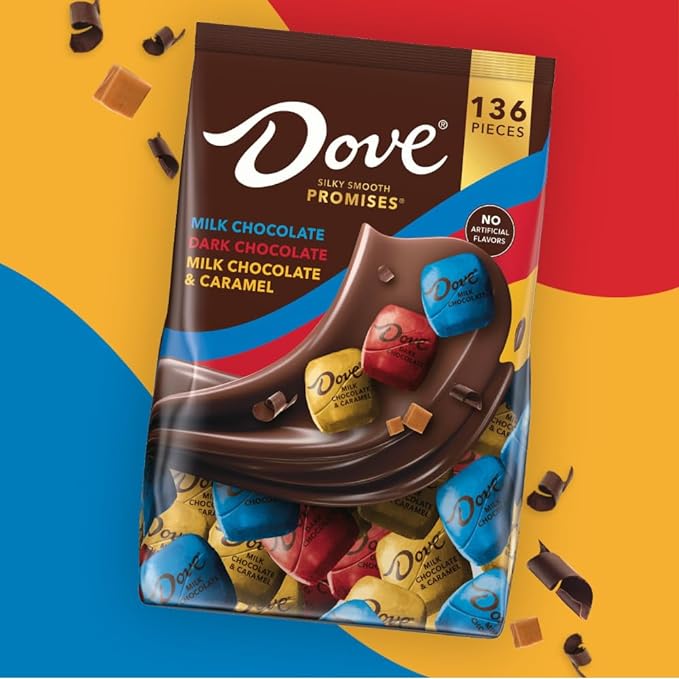 DOVE PROMISES Milk, Dark and Milk & Caramel Assorted Chocolate Candy, 136 Ct Bulk Bag