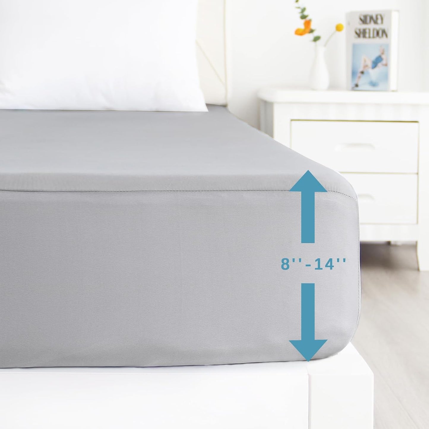 Queen Mattress Protector Waterproof, Noiseless & Soft Coverage Queen Size Mattress Cover Fitted Sheets with Deep Pocket up to 14", Super Breathable & Easy Wash Mattress Protector