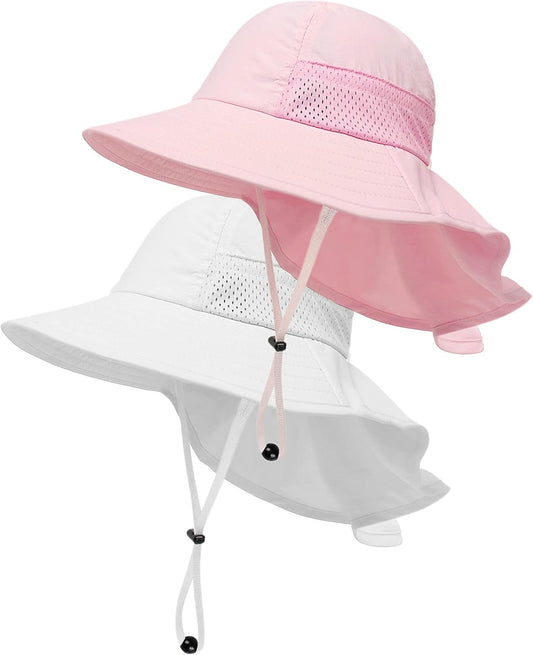 Toddler Baby Sun Hat Kids Summer UPF 50+ for Boys Girls Adjustable Beach Hats with Bucket Wide Brim Age 1-7 Years