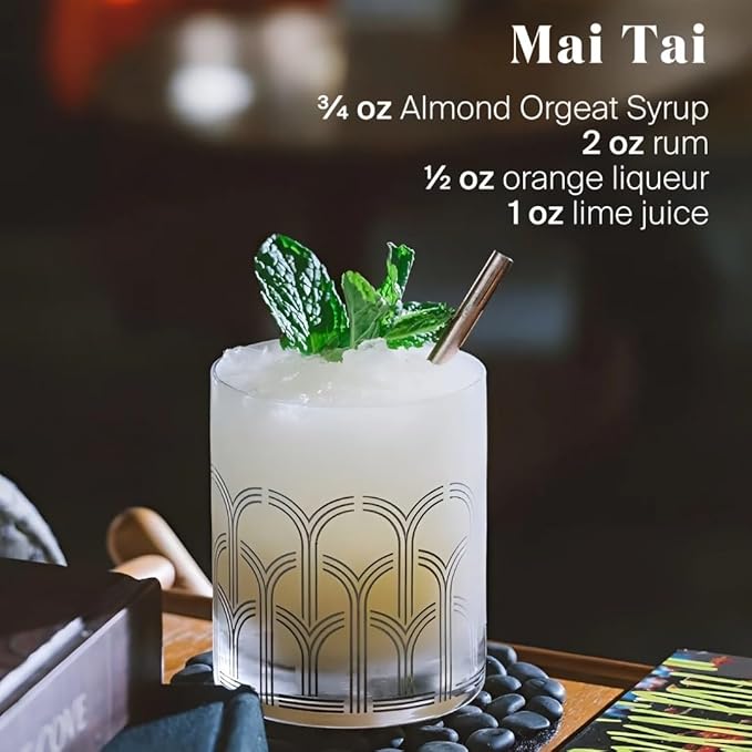 Liber & Co. Almond Orgeat Syrup (12.68 oz) - Craft Cocktail Mixer Made with California Almonds & Orange Blossom Water - Makes 17-25 Cocktails - Essential for Authentic Mai Tais, Tiki Drinks, and Coffee