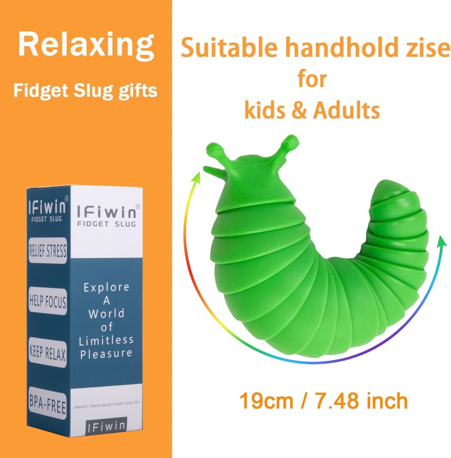 IFiwin Fidget Slug Toys, Sensory Slug Fidget Bulk Toys for Autistic Kids & Adults, Autism Sensory Toys Bulk Fidgets Stocking Stuffers, Birthday Gifts for Boys Girls