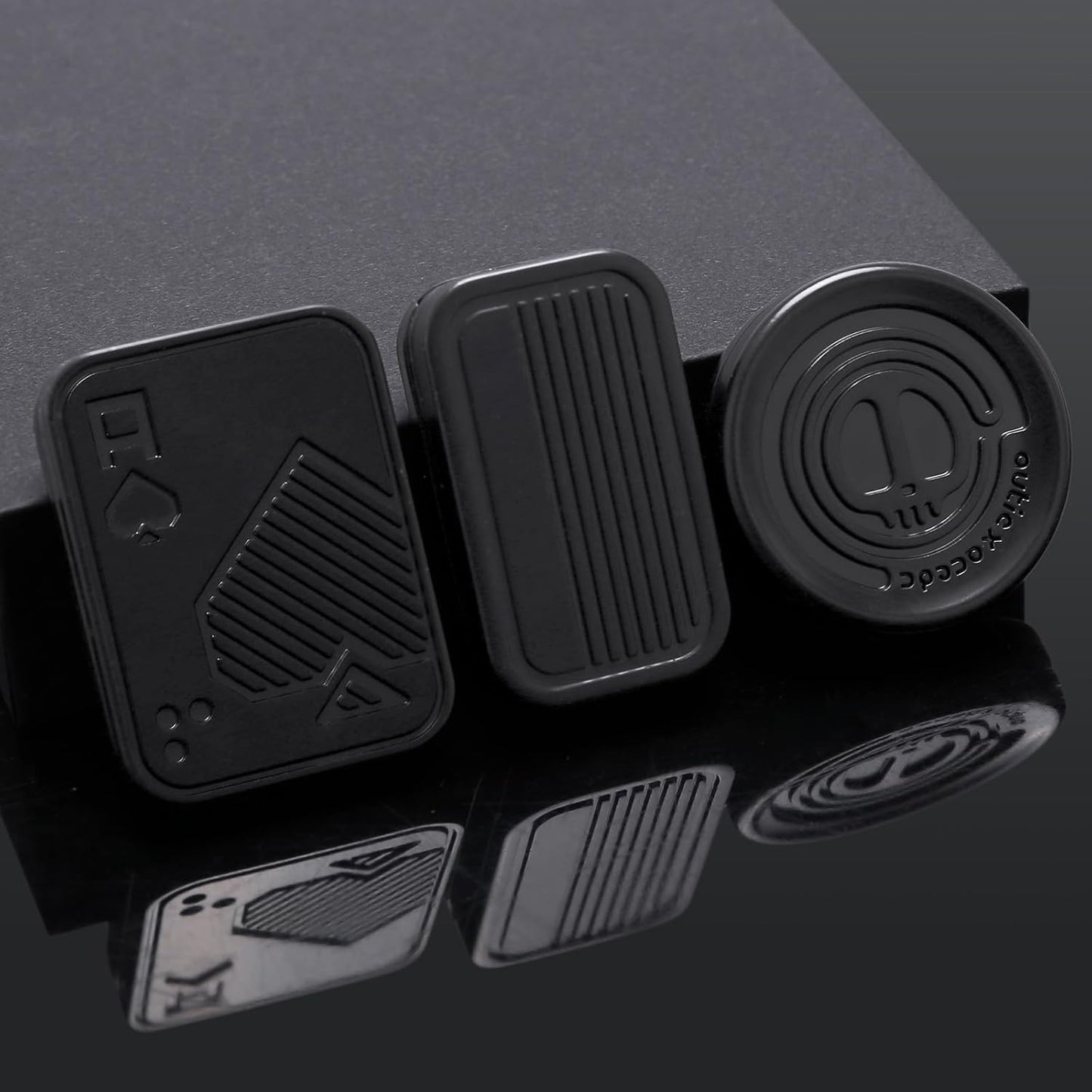 Metal Fidget Toys Gift Pack, Fidget Slider Haptic Coin EDC Fidget Toy for Adults, Home Office Executive Desk Toys Gift for Him, Helps Relieve ADHD/ADD/Autism (Black)