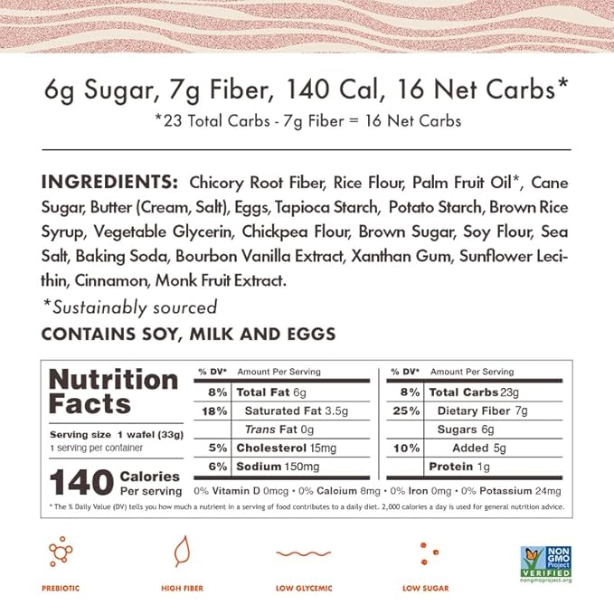 Rip Van Gluten-Free Snickerdoodle Stroopwafel, Healthy Gluten-Free Snacks, Non-GMO Snacks, Low Sugar (6g), Low Calorie Snack, 12 Count