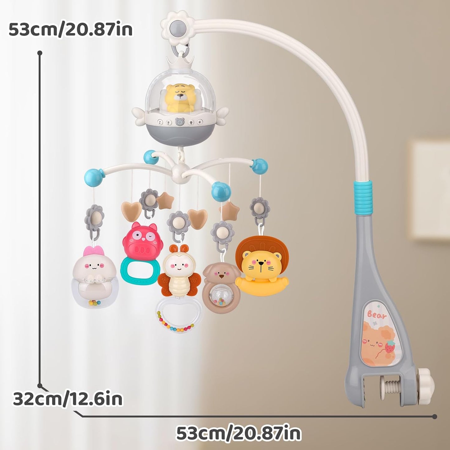 nicknack Baby Crib Mobile with Music and Light, Musical Nursery Mobile for Infants Newborn Gift 0-12 Months, Babies Bassinet Mobile with Remote Control