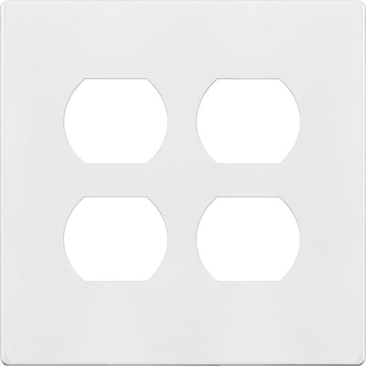 TG Screwless Duplex Wall Plate, Child Safe Double Receptacle Outlet Cover, Standard Size, 2-Gang 4.68" x 4.73", Unbreakable Polycarbonate Thermoplastic, UL Listed, SP-S2-W, Glossy, White