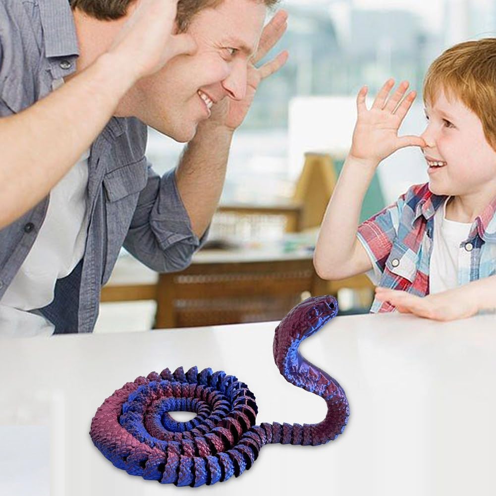 3D Printed Snake Cobra-3D Printed Animals Fidget Toy Creative 3D Printed Animals Articulated Snake Collectibles Home Office Executive Desk Decor