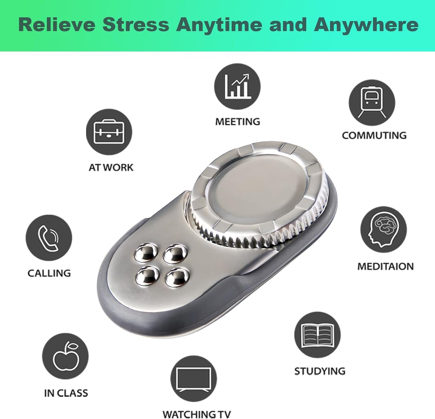 Fidget Toys Adults, OPPKIE Handheld Metal Desk Sensory Fidgets Toy Promotes Focus for Home Office Outdoors, Satisfying Toy for Men Teens Adults, Stress Pressure Anxiety Relief Tools (Silver)