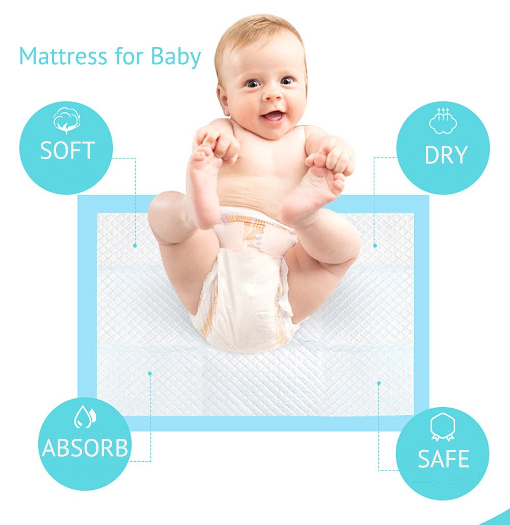 Baby Disposable Underpad 100 Count Incontinence Changing Pad Baby Diapers Newborn Pads Soft Breathable Waterproof Leak Proof Quick Absorb 13X18 Inch