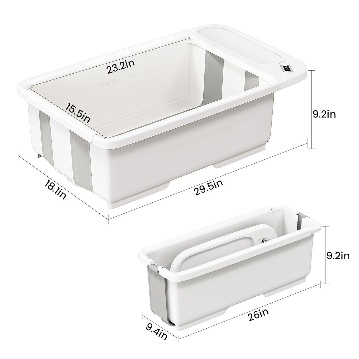 Collapsible Baby Bathtub with Smart Temperature Display & Bath Stand, Portable Travel Bathtub, Ideal for 0-36 Months Infants (Beige)