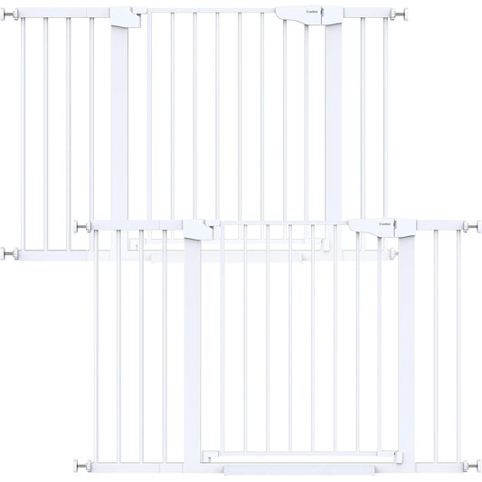Cumbor 2 Pack 29.7"-48" Baby Gate for Stairs, Mom's Choice Awards Winner-Dog Gate for Doorways, Pressure Mounted Auto-Close Pet Gates for Dogs Indoor, Safety Child Gate with Easy Walk Thru Door,White