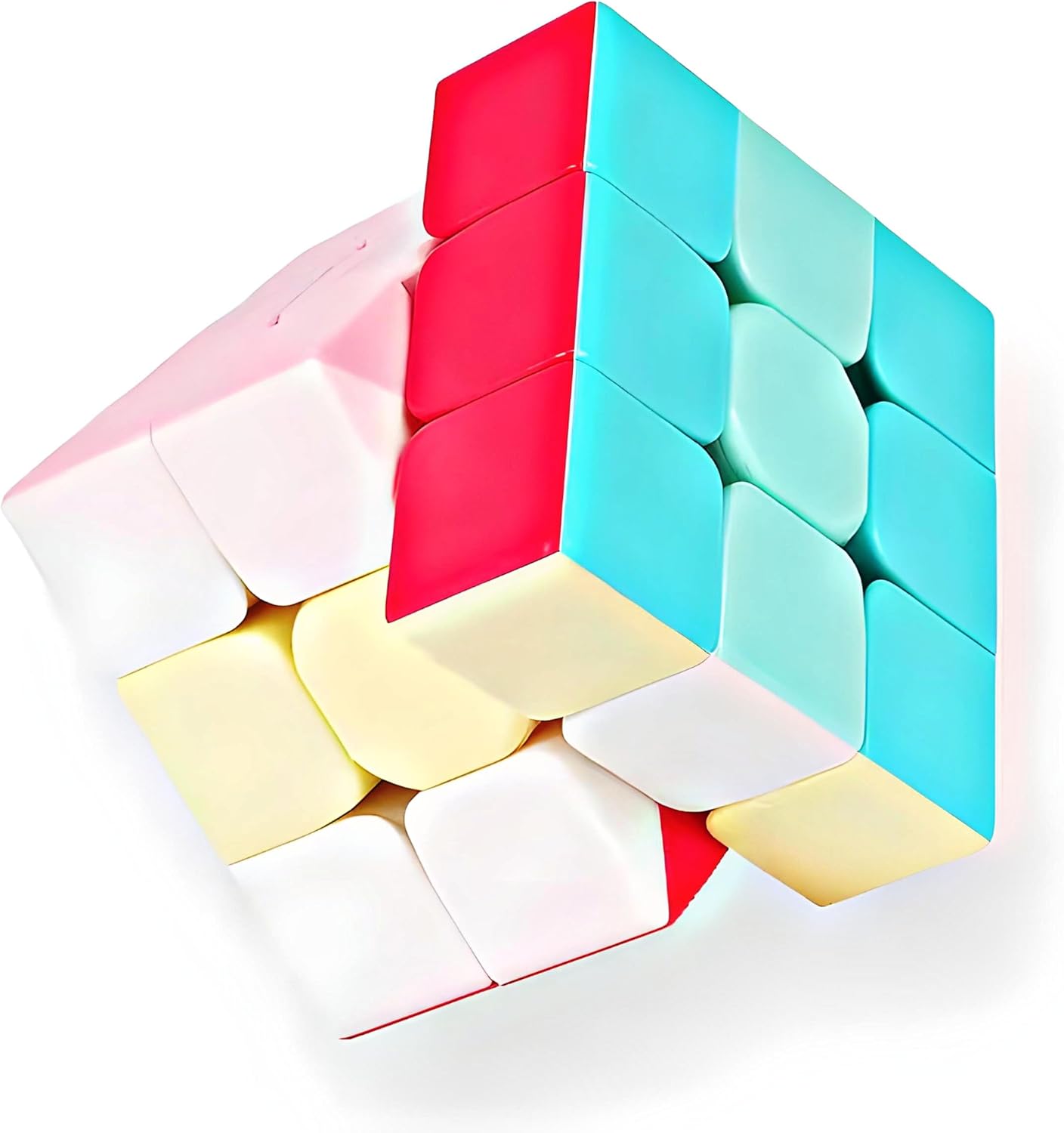 Full Size 56mm Magic Speed Cube Pastel Colors with Stand Stickerless 3x3 Easy Turning and Smooth Play Durable Puzzle Cube Toy for Kids and Adults